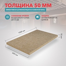 Rockwool Акустик Баттс (1000*600*50) 10п/0,3м3/6м2/20пач.под